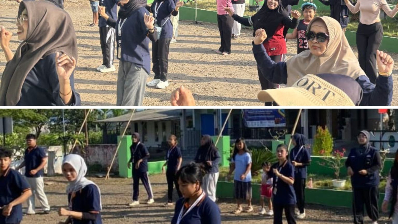 Mahasiswa-KKN-UNMUH-Jember-dan-UNEJ-Gelar-Senam-Ruti- Bersama-Warga-Desa-Karang-Melok