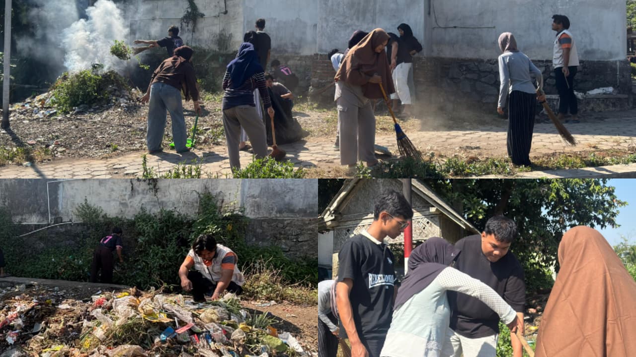 Mahasiswa KKN UINSA Gelar Kerja Bakti Bersihkan Lingkungan Jelang Penempatan Tong Pembakaran Sampah
