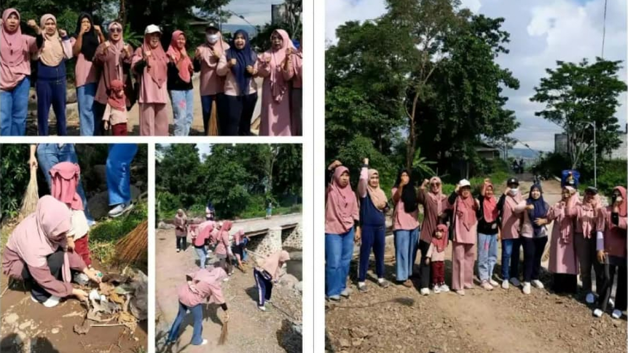 Bersih-bersih Jembatan Dusun Dauh, Semangat Kartini PKK Desa Jatibanteng