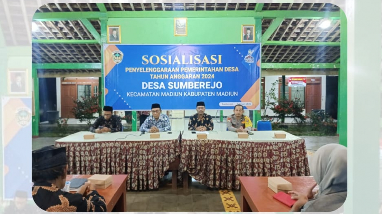 Sosialisasi Penyelenggaraan Pemerintahan Desa Sumberejo Penyampaian Penggunaan Anggaran tahun 2024 di Desa Sumberejo  Kec. Madiun, Kab. Madiun