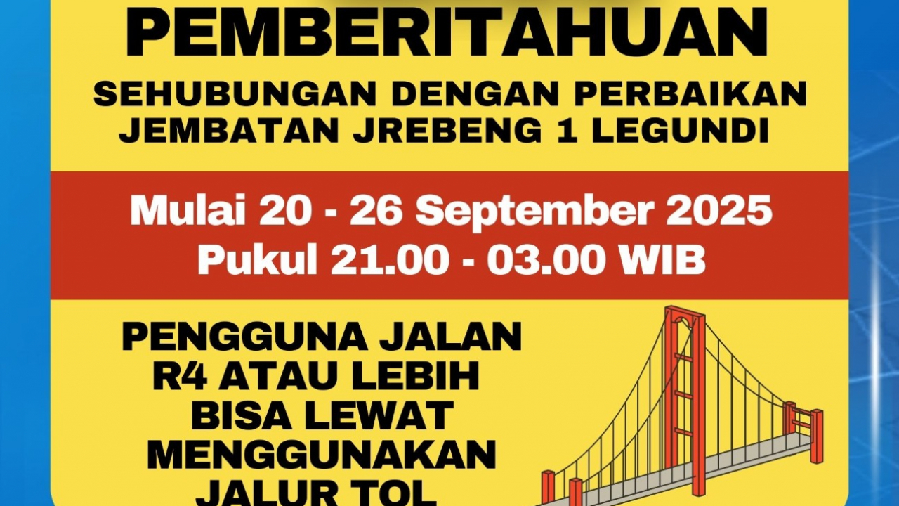 PEMBERITAHUAN PENUTUPAN JALAN PERBATASAN KABUPATEN GRESIK DAN SIDOARJO