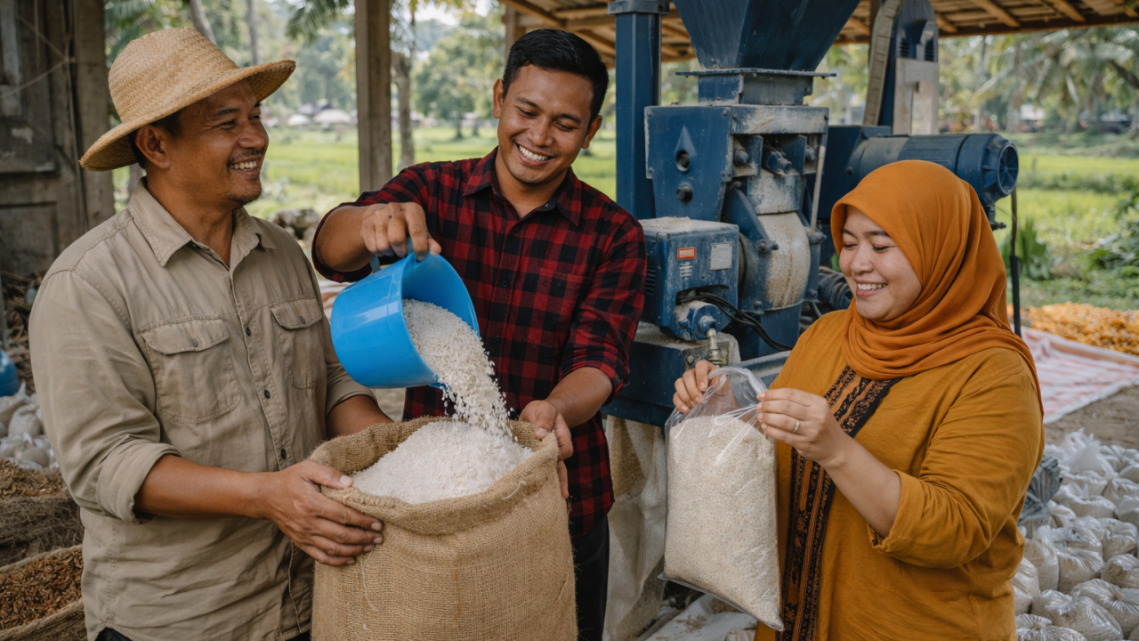 Meningkatkan Nilai Tambah Beras Lokal Lewat Dukungan Penggilingan Padi di Desa Paoh Concong