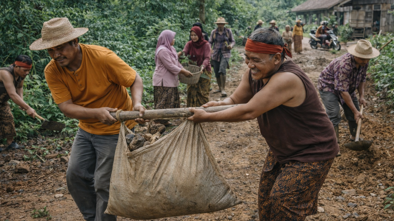 Semangat Gotong Royong Warga Desa Kenanga Menjadi Pilar Ketahanan Sosial