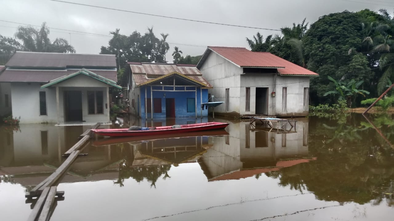Banjir Rendam Desa Simpang Tiga Sembelangaan Akibat Hujan Deras