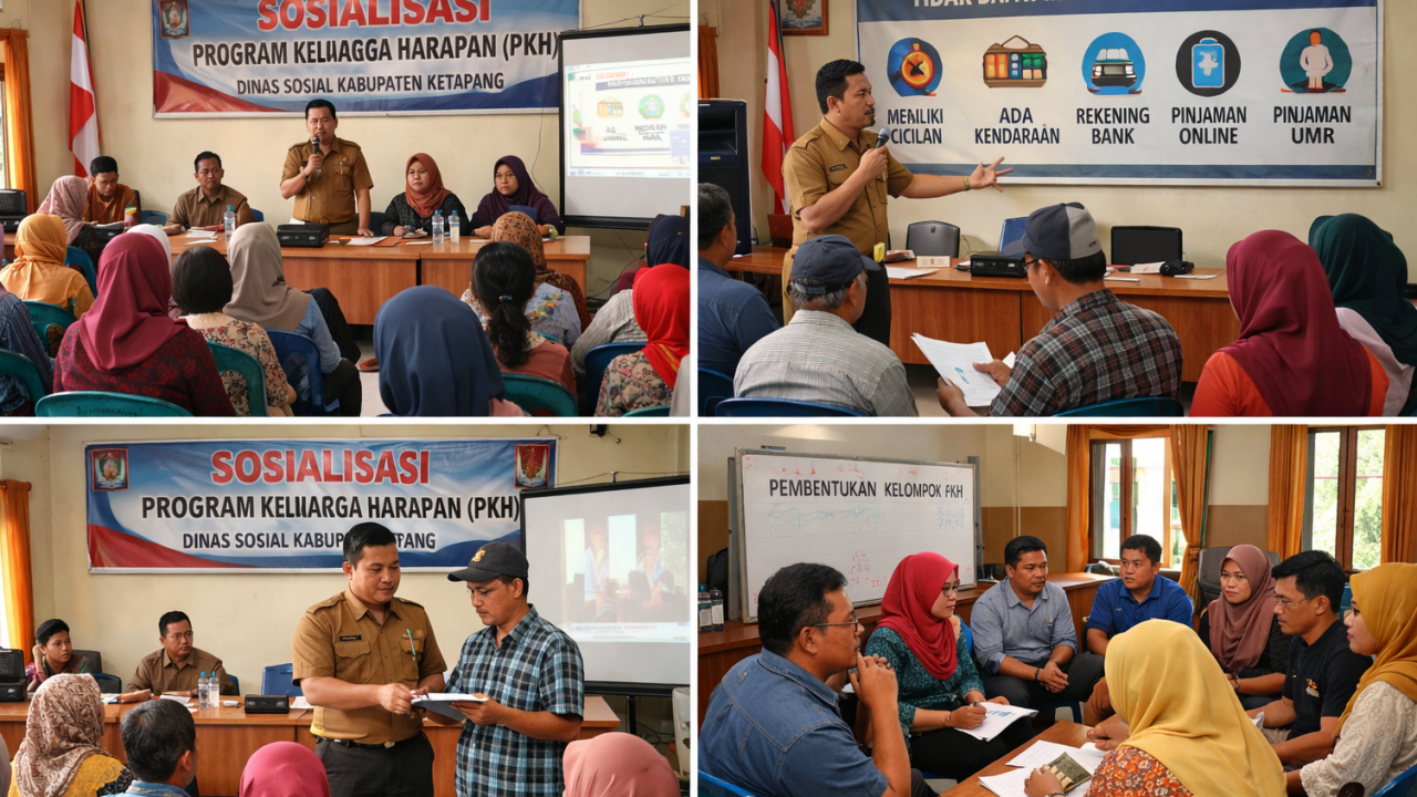 SOSIALISASI DARI DINAS SOSIAL KAB KETAPANG BAGI PENERIMA PKH DI DESA JELAYAN