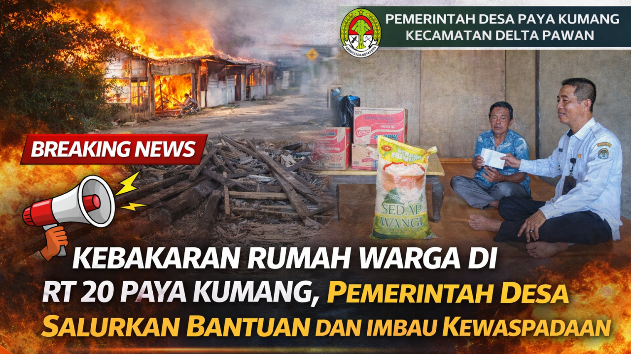 Kebakaran Rumah Warga di RT 20 Paya Kumang, Pemerintah Desa Salurkan Bantuan dan Imbau Kewaspadaan
