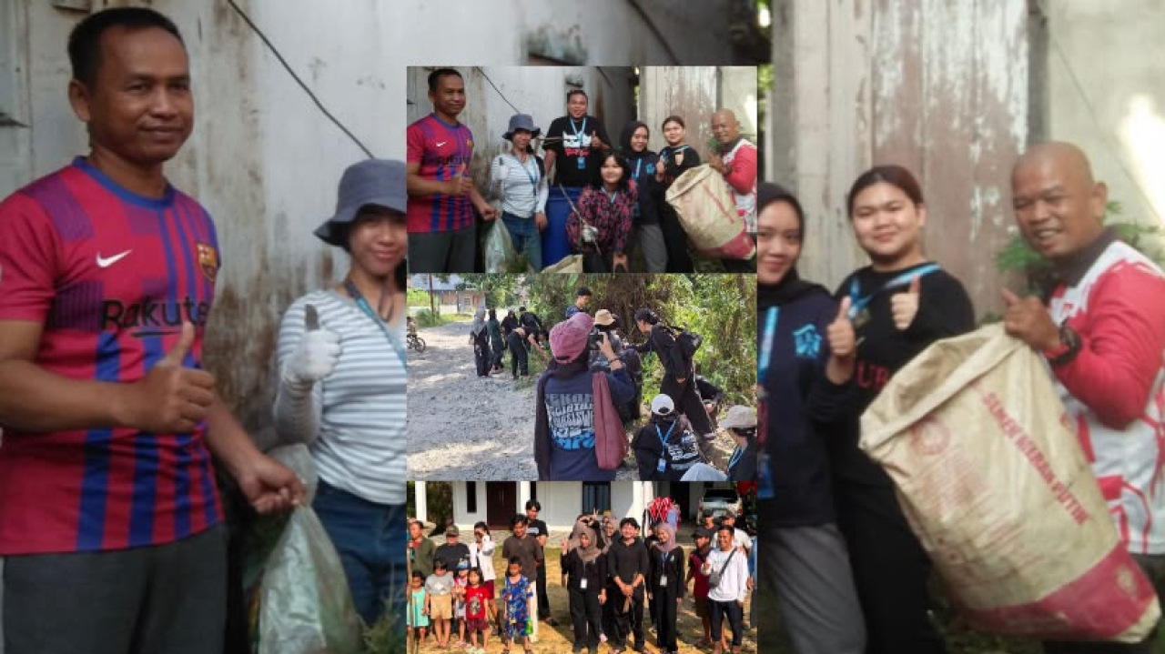 Gotong Royong Warga Desa Hilir Kantor Bersama Mahasiswa UNTAN