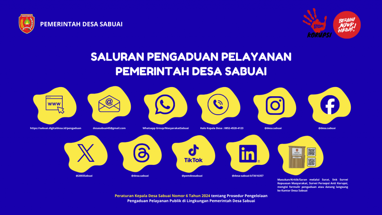Saluran Pengaduan Pelayanan Pemerintah Desa Sabuai