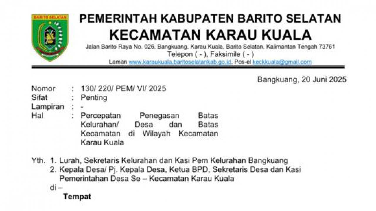 Pemdes Janggi Hadiri Rapat Percepatan Pengesahan Batas Desa di Kecamatan Karau Kuala