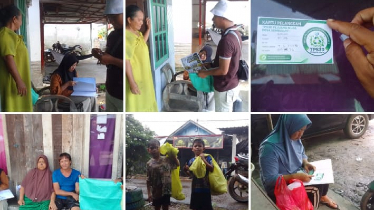 Kelompok Swadaya Masyarakat (KSM) TPS 3R Pejuang Muda melaksanakan kegiatan sosialisasi dari rumah ke rumah kepada masyarakat Desa Sembuluh I