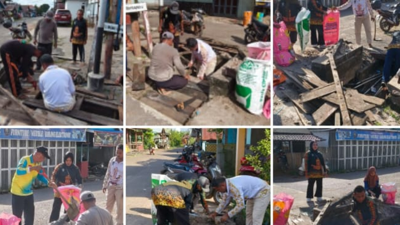 Gotong royong bersama di samping mushola darussa'adah