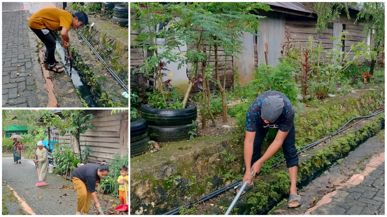 Serentak!!! Warga Desa Baroqah Kompak Gotong Royong Bersihkan Lingkungan