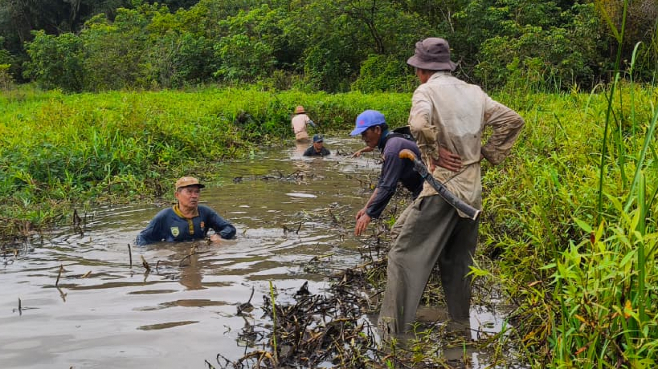Warga Desa Muara Jaya Gotong Royong Bersihkan Saluran Irigasi Tersier