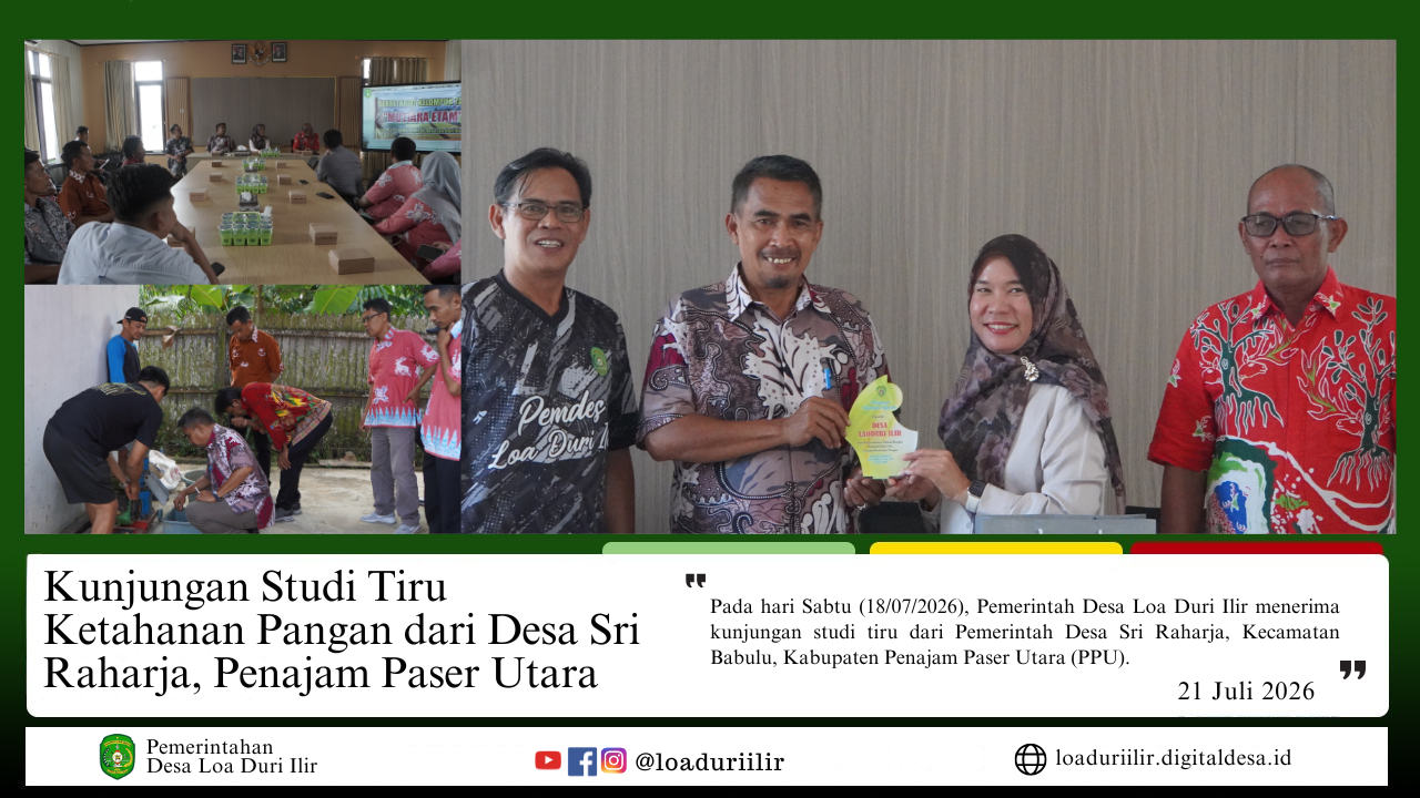 KUNJUNGAN STUDI TIRU KETAHANAN PANGAN DARI DESA SRI RAHARJA, BABULU, PENAJAM PASER UTARA