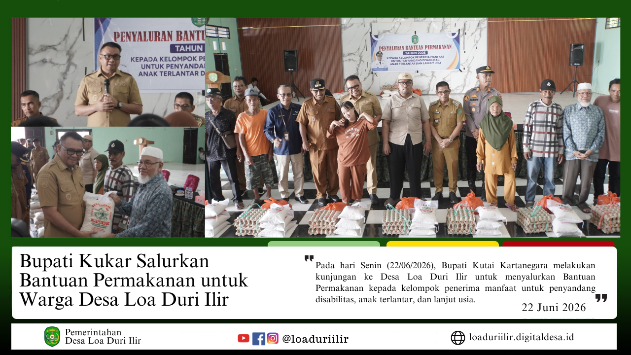 BUPATI KUKAR SALURKAN BANTUAN PERMAKANAN UNTUK WARGA DESA LOA DURI ILIR