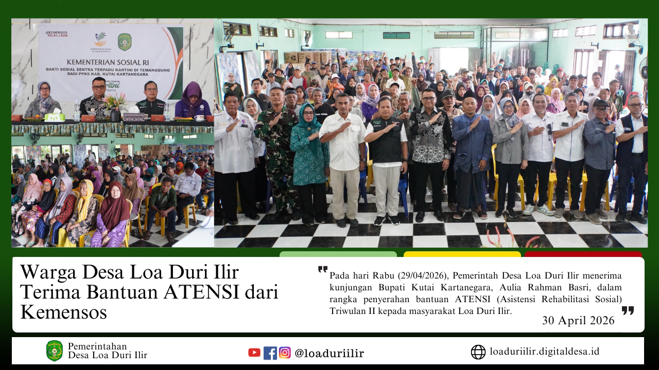 WARGA DESA LOA DURI ILIR TERIMA BANTUAN ATENSI DARI KEMENSOS