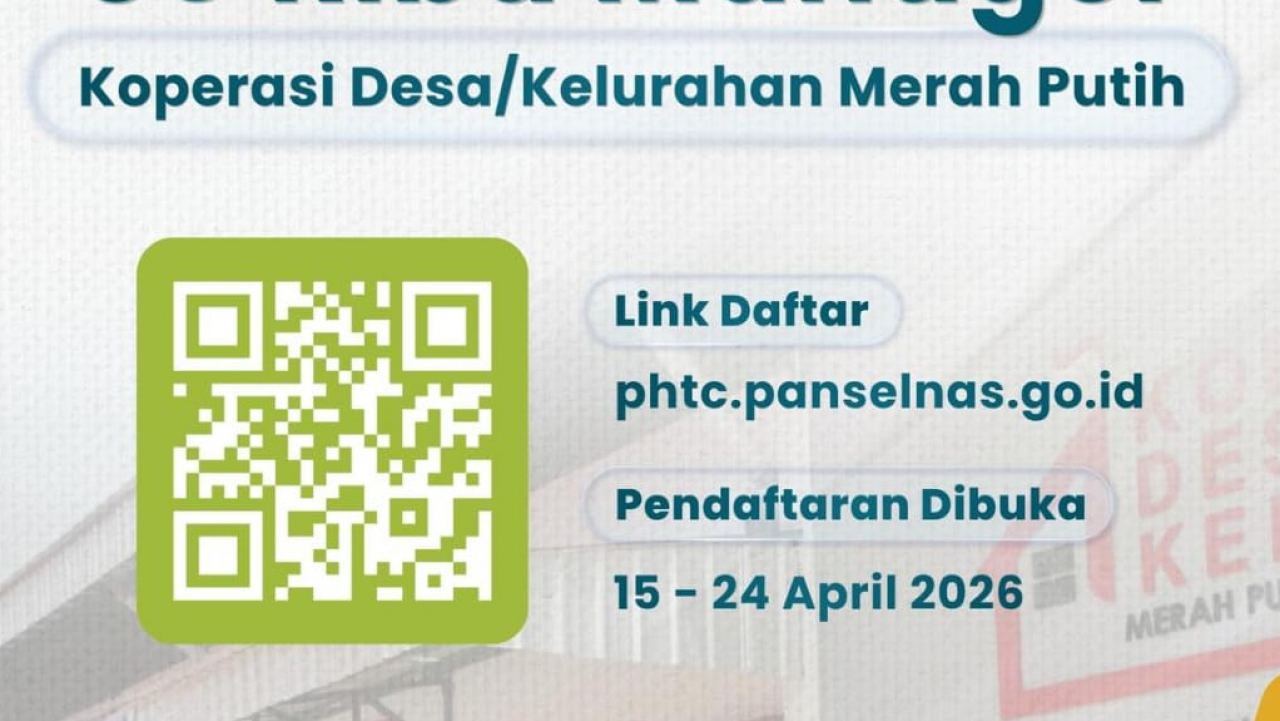 Pemerintah membuka kesempatan bagi putra-putri terbaik bangsa untuk bergabung dalam Rekrutmen Nasional 30.000 Manajer Koperasi Desa/Kelurahan Merah Putih.