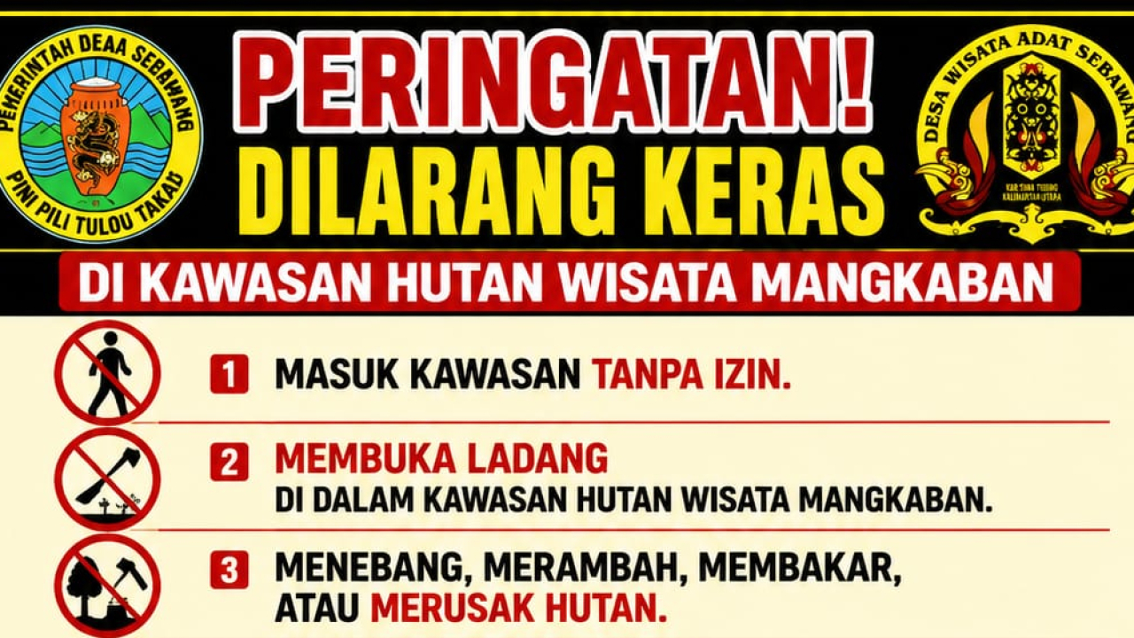 PERINGATAN! DILARANG KERAS DI KAWASAN HUTAN WISATA MANGKABAN