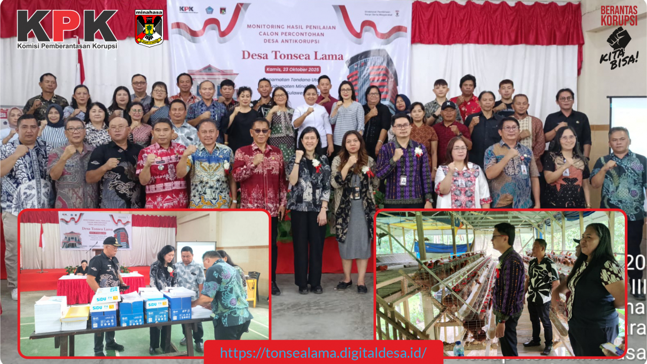 MONEV KPK RI, TONSEA LAMA SIAP JADI PERCONTOHAN DESA ANTIKORUPSI