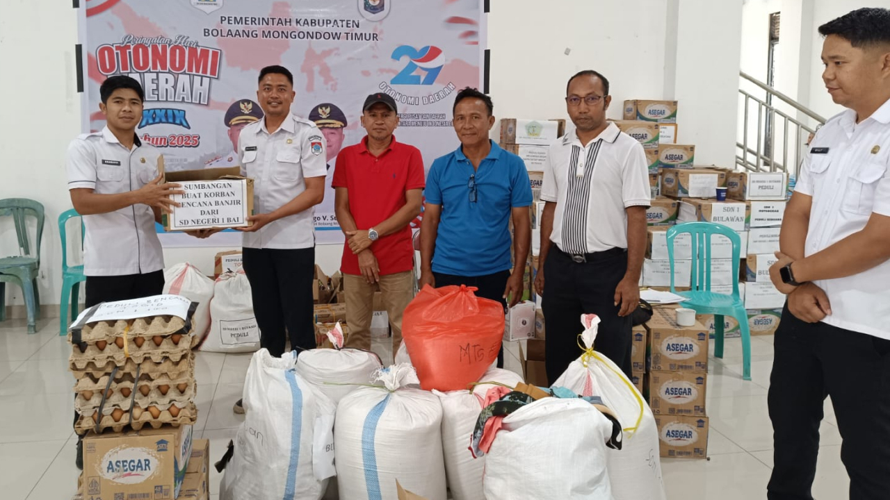 Bantuan PEMDA BOLTIM, Pasca Banjir Disalurkan ke Desa Molobog Timur