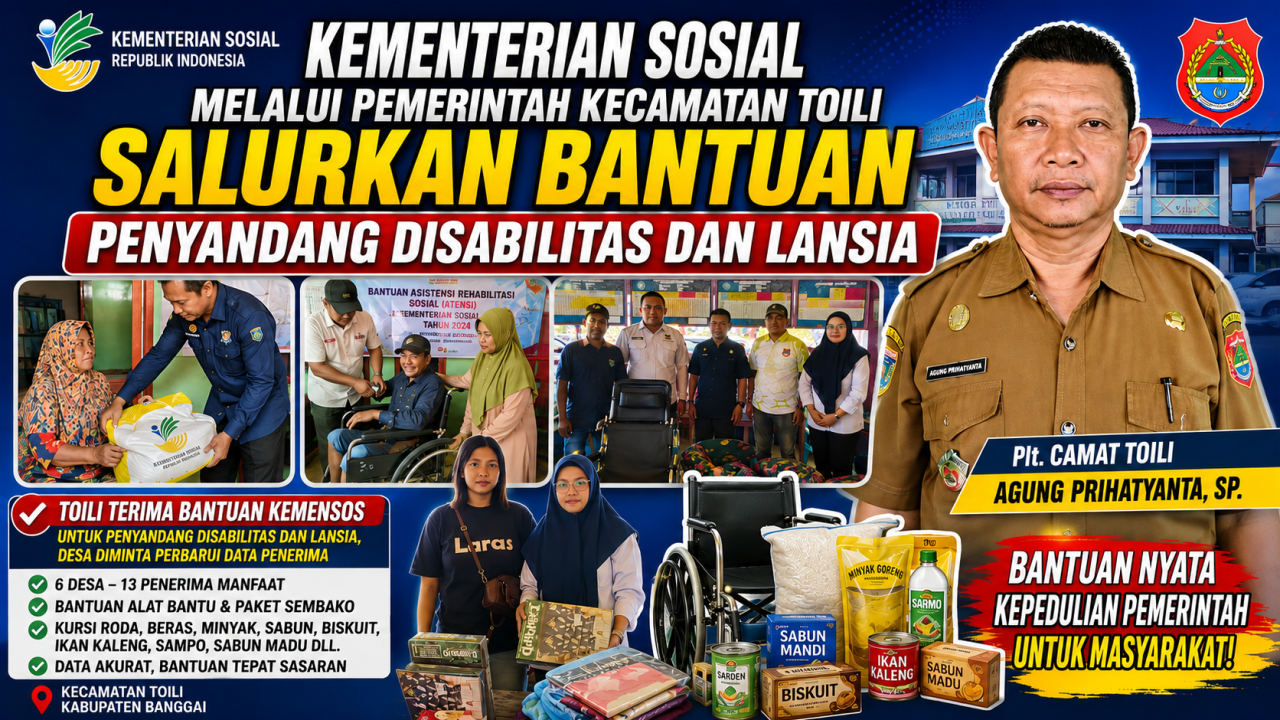 Toili Terima Bantuan Kemensos untuk Penyandang Disabilitas dan Lansia, Desa Diminta Perbarui Data Penerima
