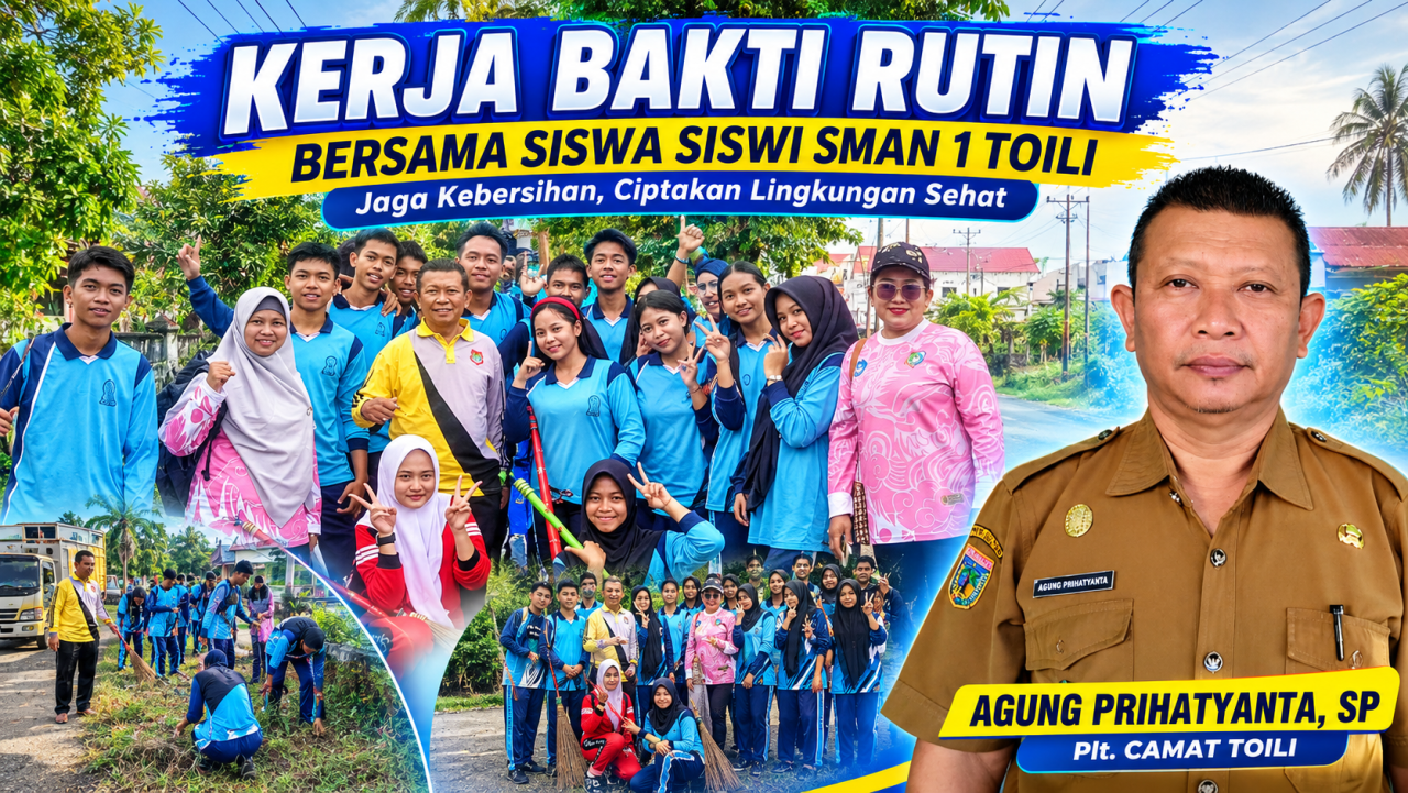 Kerja Bakti Setiap Kamis, Plt. Camat Toili Ajak Pelajar SMAN 1 Toili Peduli Lingkungan