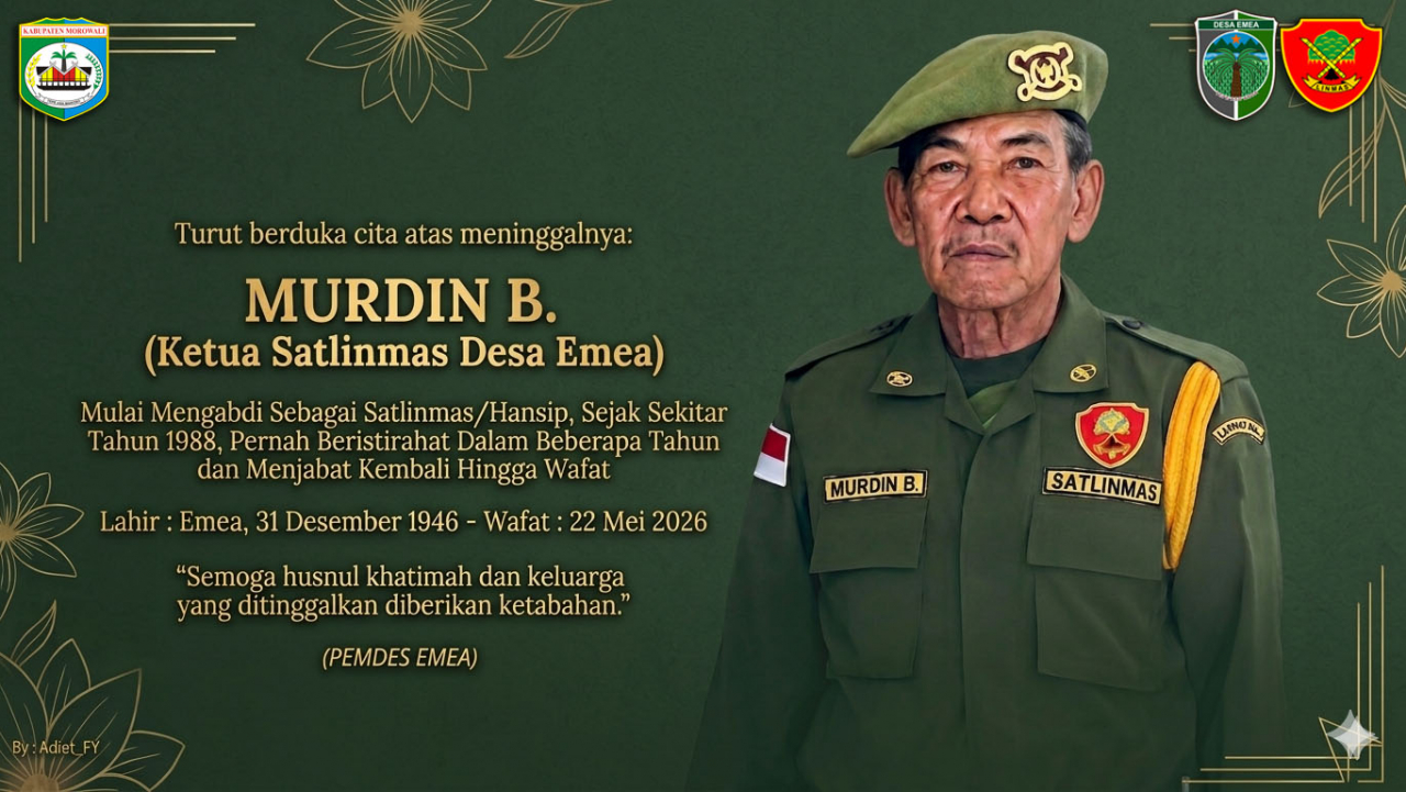 Tokoh Linmas Desa Emea Tutup Usia, Dedikasi Pengabdian Sejak 1988 Jadi Teladan