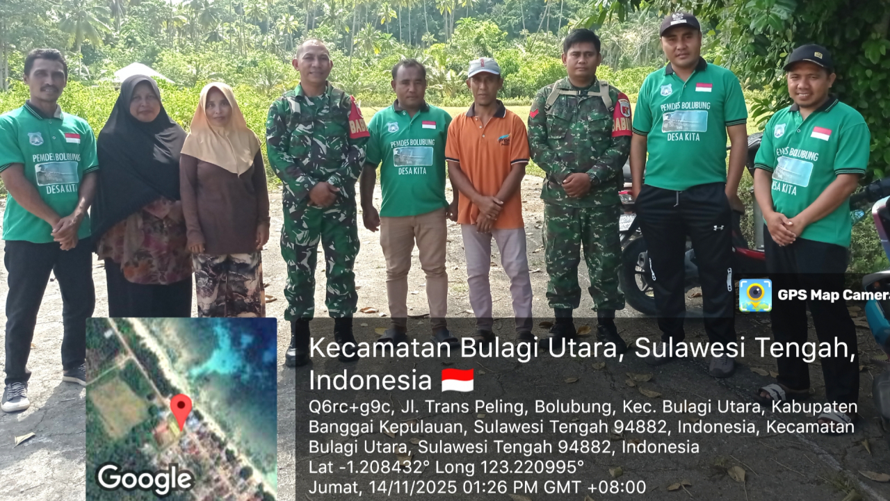 Kades Bolubung bersama BPD, Pengurus Koperasi dan Babinsa Lakukan Survei Pemetaan Tanah untuk Pembangunan Kantor, Gudang, dan Gerai Koperasi Desa Merah Putih