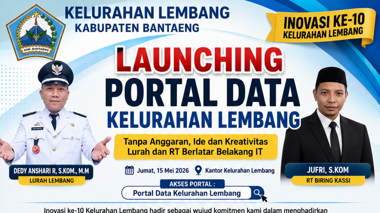Inovasi Ke-10 Kelurahan Lembang Kabupaten Bantaeng Tanpa Anggaran, Ide dan Kreativitas Lurah dan RT Berlatar Belakang IT