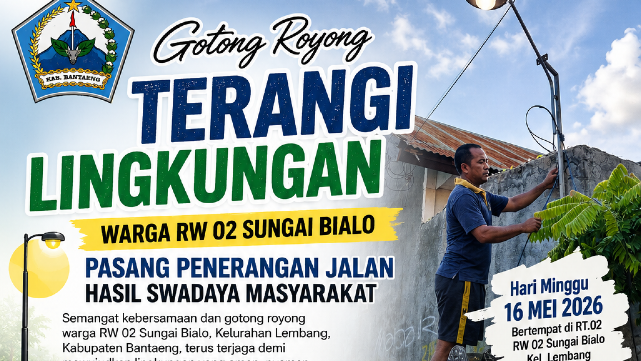 Semangat Gotong Royong Warga RW 02 Sungai Bialo Terangi Lingkungan dengan Penerangan Jalan Swadaya
