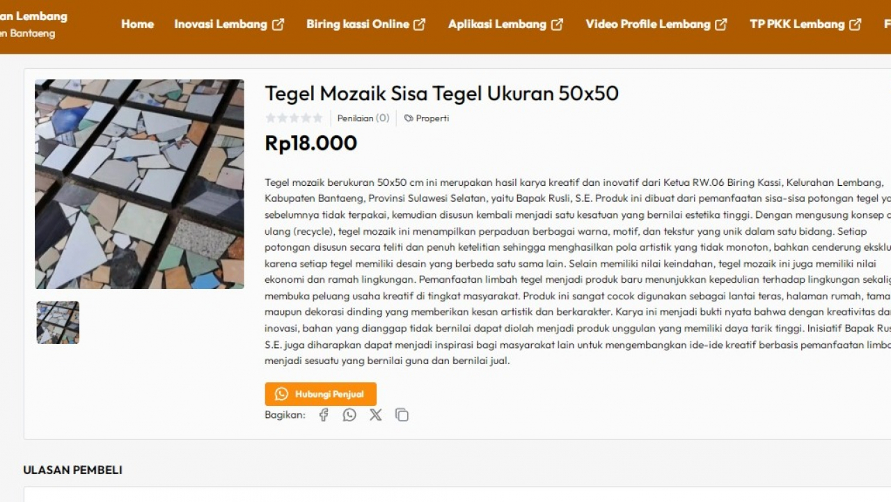 🔥 DARI LIMBAH JADI BERKAH! Tegel Mozaik RW 05 Biring Kassi Kini Resmi Dijual Online, Siap Menembus Pasar Digital 🔥