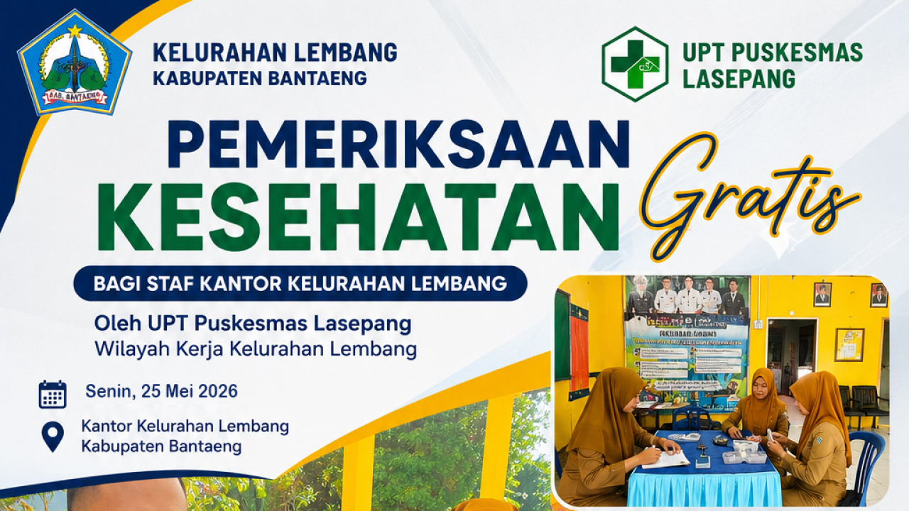UPT Puskesmas Lasepang Gelar Pemeriksaan Kesehatan Gratis bagi Staf Kantor Kelurahan Lembang