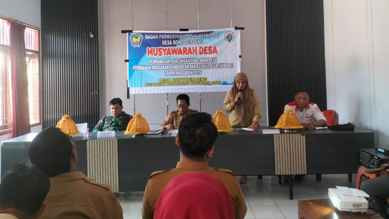 Badan Permusyawaratan Desa (BPD) Bersama Pemerintah Desa Bontobiraeng Melaksanakan Musyawarah Desa Pembahasan Rancangan Peraturan Desa Perubahan Anggaran Pendapatan Dan Belanja Desa (APBDes) Tahun Anggaran 2026