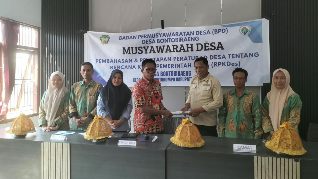 Badan Permusyawaratan Desa (BPD) Desa Bontobiraeng Menyelenggarakan Musyawarah Desa Pembahasan Dan Penetapan Peraturan Desa Tentang Rencana Kerja Pemerintah Desa (RKPDes)