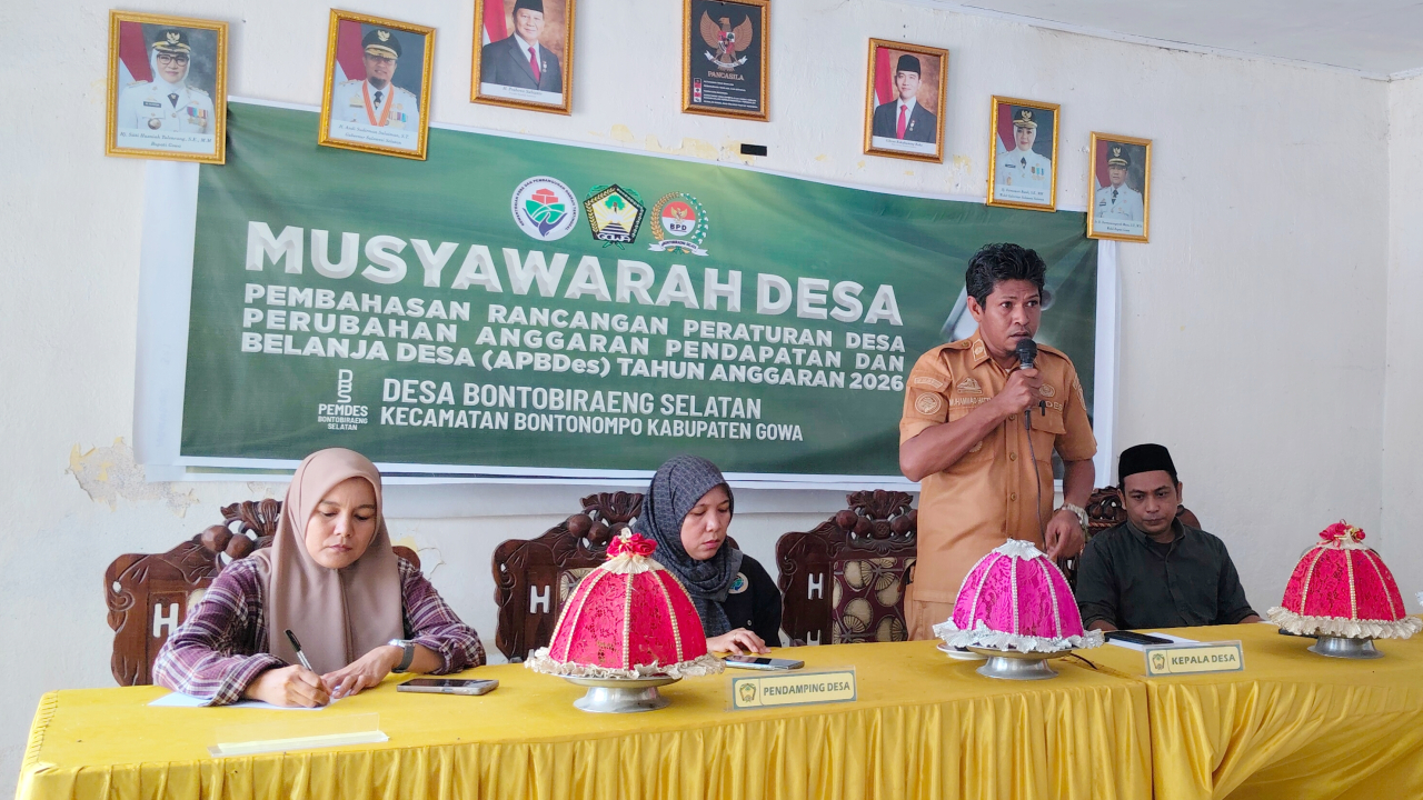 Pemerintah Desa Bersama Badan Permusyawaratan Desa (BPD) Desa Bontobiraeng Selatan Gelar Musyawarah Desa Bahas Perubahan APBDes Tahun Anggaran 2026