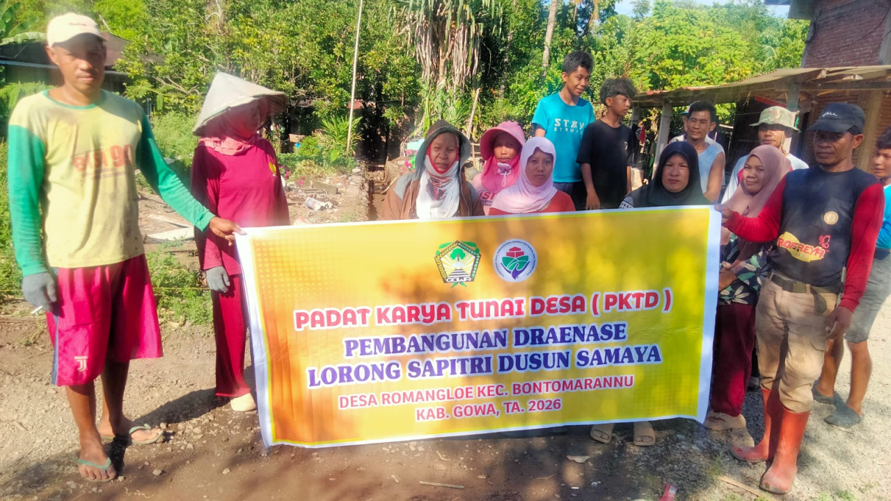 Pembangunan Drainase PKTD Desa Romangloe Gowa Berjalan Lancar