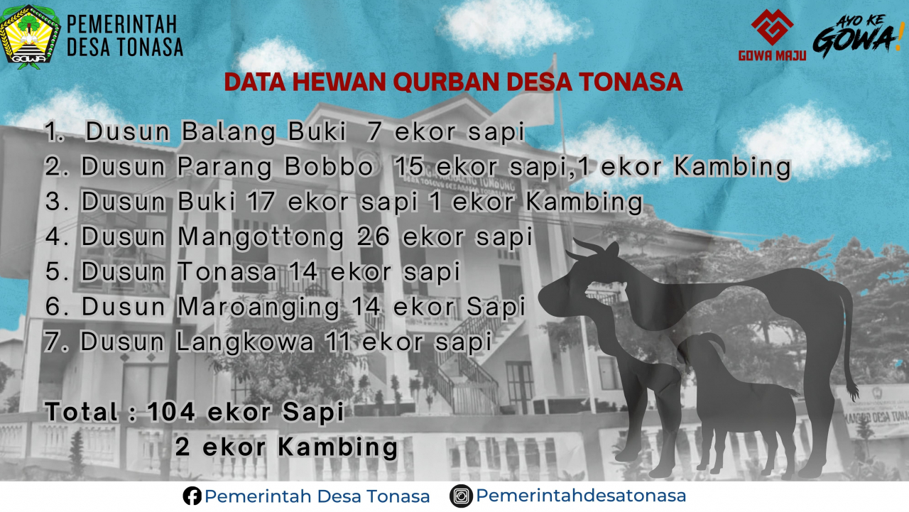 Wujud Syukur dan Gotong Royong: Desa Tonasa Himpun 104 Sapi dan 2 Kambing untuk Hewan Qurban