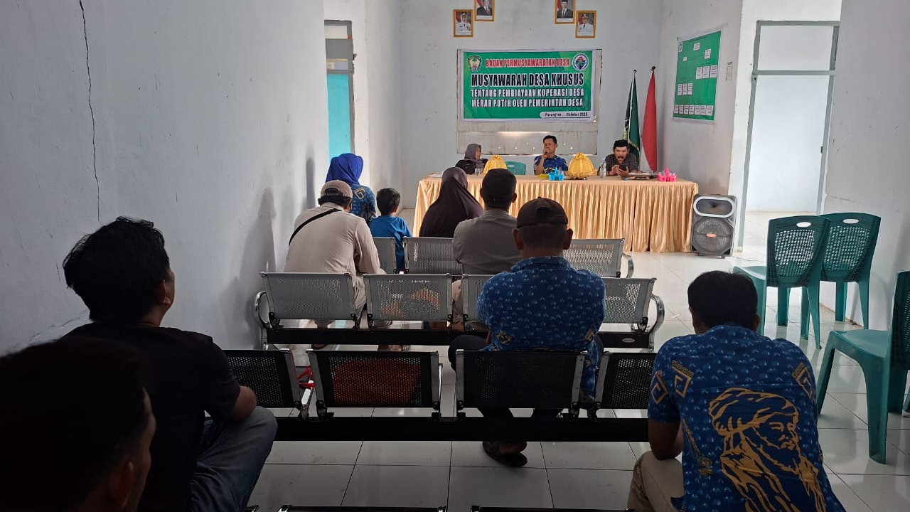 BPD dan Pemerintah Desa Parangloe Kec Biringbulu Kab Gowa melaksanakan Musyawarah Desa Khusus tentang pembiayaan koperasi Merah Putih Oleh Pemerintah Desa