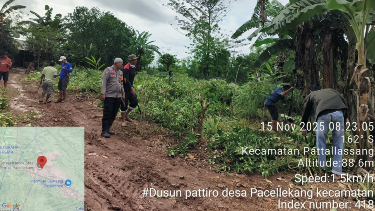 Sabtu Bersih Siapkan Lahan Gerai KOPDES Merah Putih Pacellekang