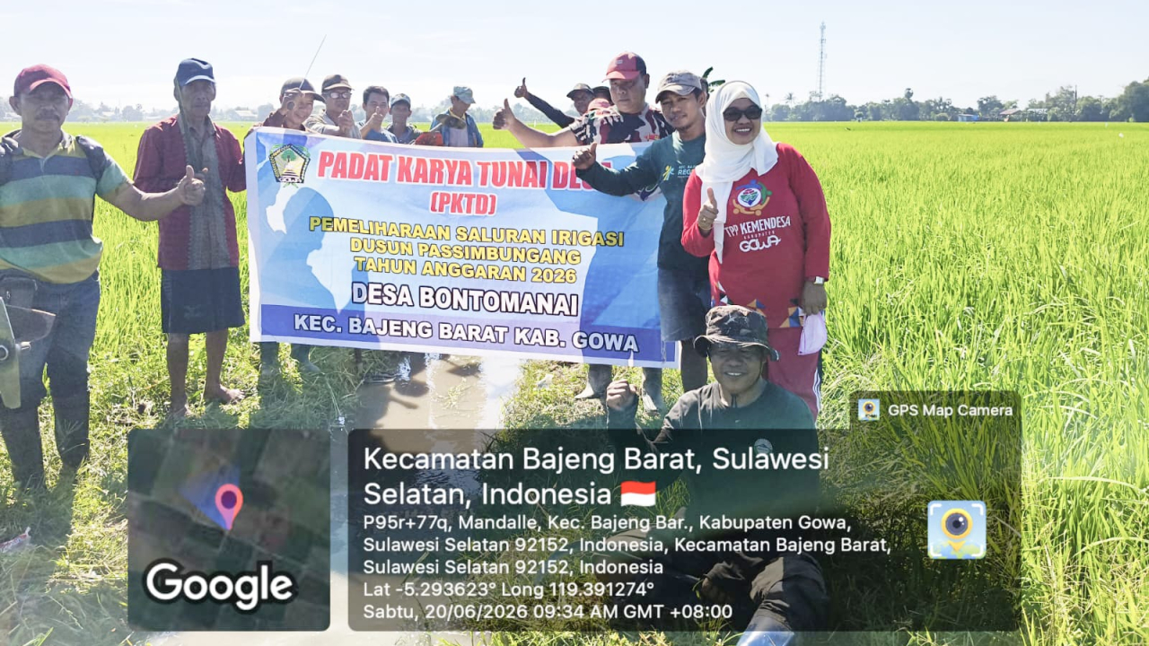 Program PKTD Desa Bontomanai Gowa Lancarkan Irigasi Pertanian