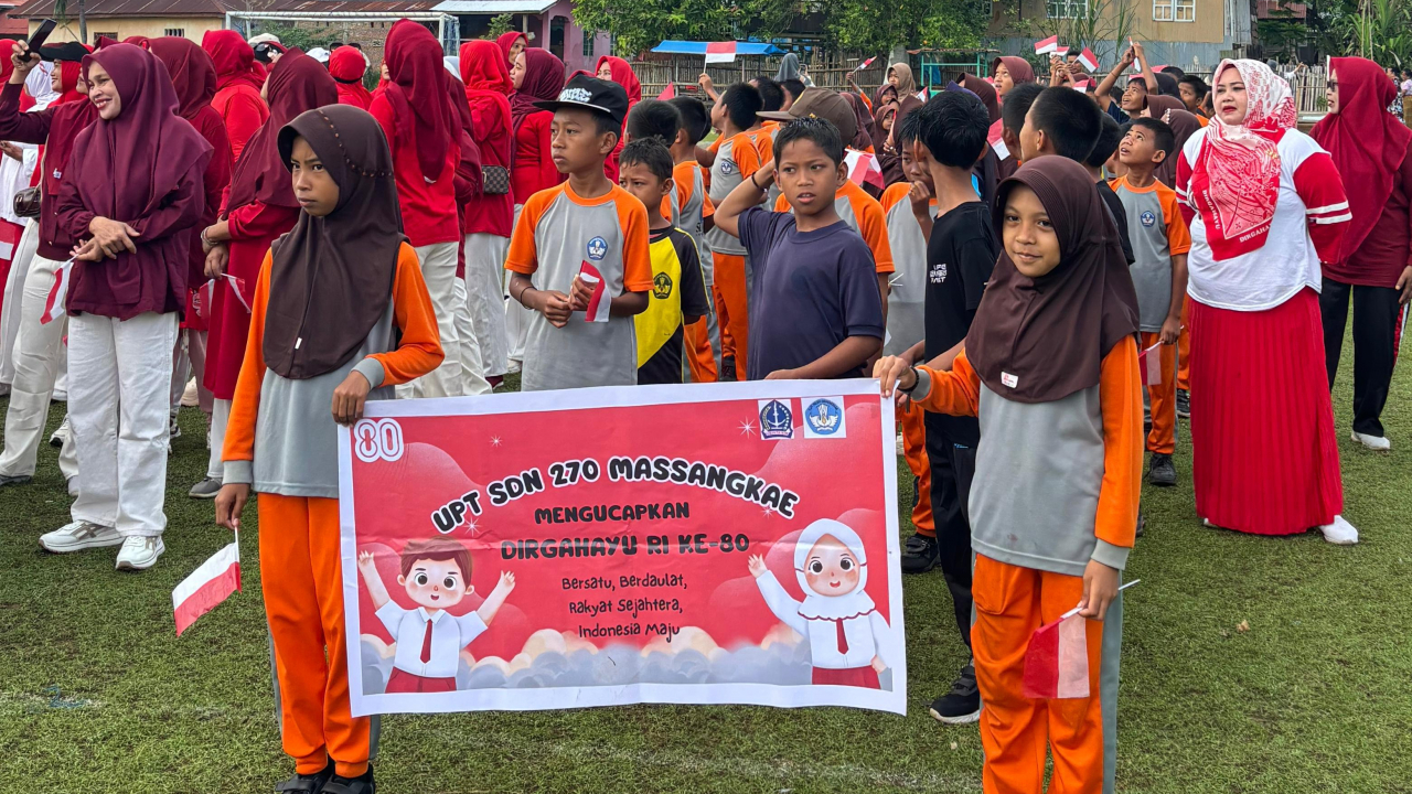 Pemerintah Desa Massangkae Gelar Jalan Sehat Meriah, SDN 270 Massangkae Turut Ambil Bagian