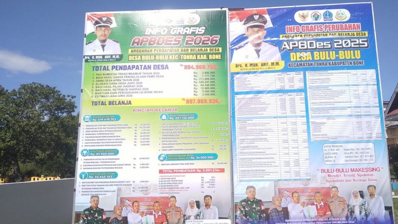 Transparansi Nyata, Pemdes Bulu Bulu Publikasikan APBDes 2026 Lewat Baliho dan Layanan Digital