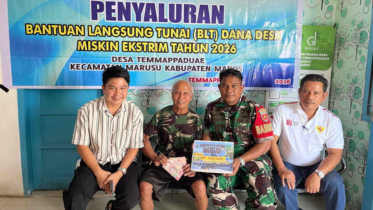 Penyaluran BLT Dana Desa untuk Warga Miskin Ekstrem Periode Juli–September 2026 di Desa Temmappaduae