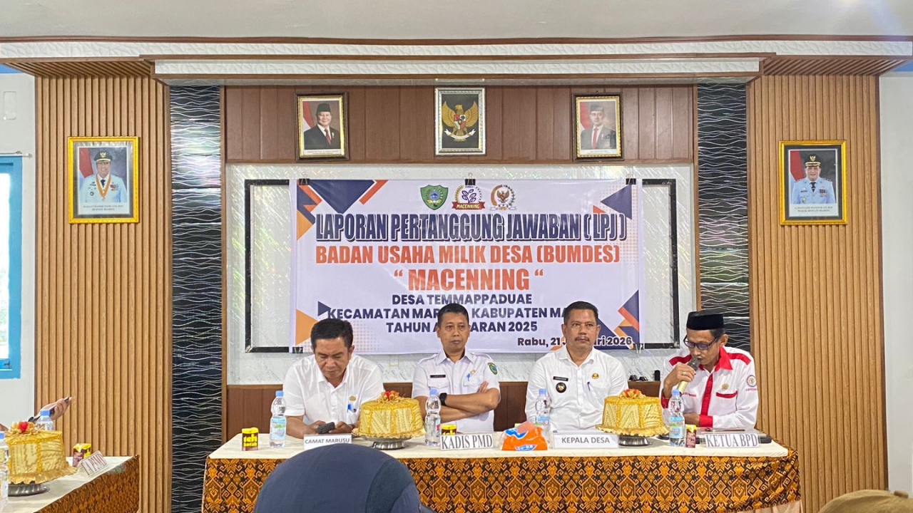 Musyawarah LPJ BUMDes Macenning Digelar di Aula Kantor Desa Temmappaduae