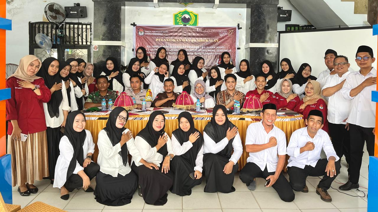 KPPS Desa Corawali Dilantik, Siap Sukseskan Pemilu Damai dan Berkualitas
