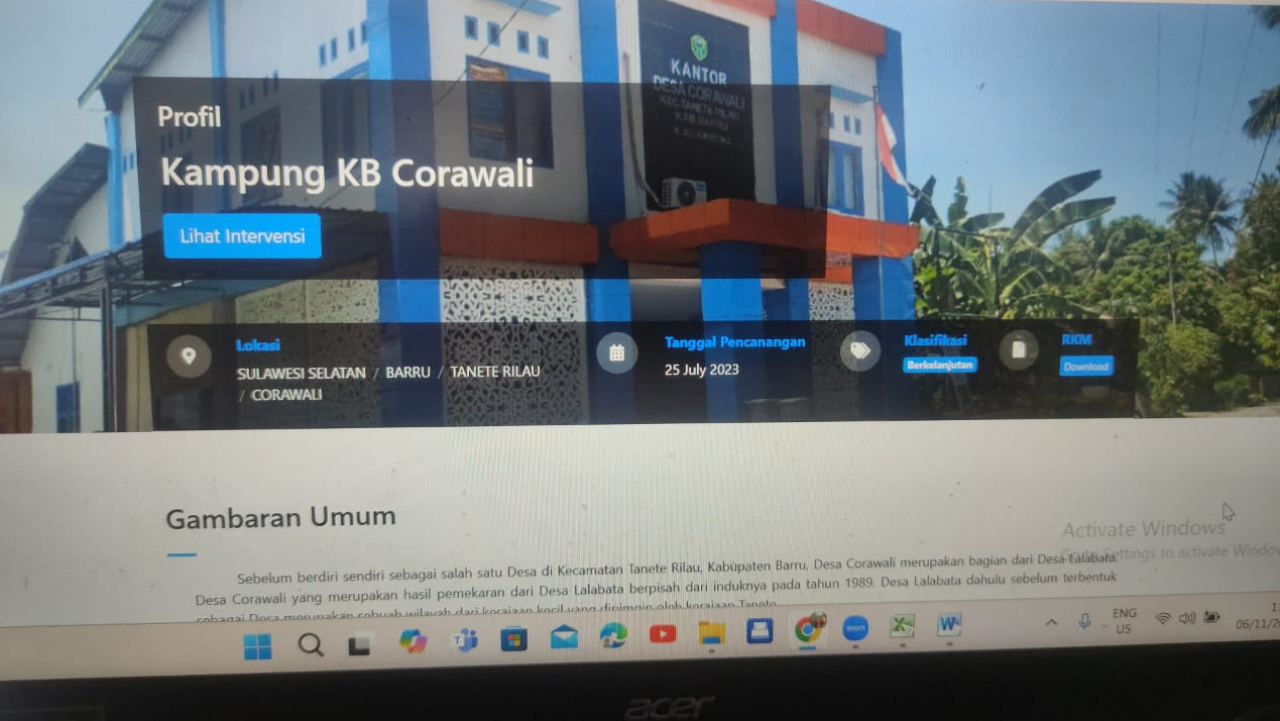 Desa Corawali Raih Status Keberlanjutan dalam Aplikasi Kampung KB