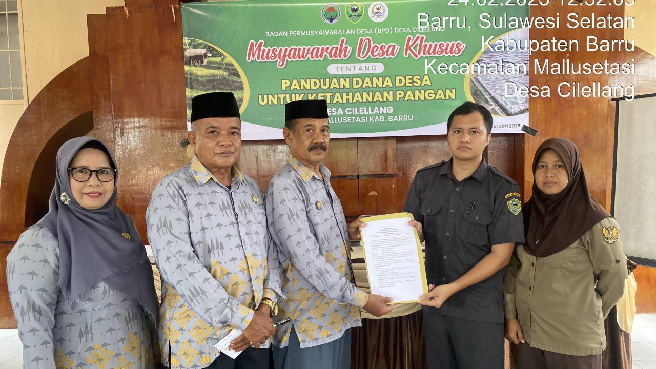 Musyawarah Desa Khusus Pembahasan Panduan Penggunaan Dana Desa untuk Ketahanan Pangan Tahun 2025 di Desa Cilellang