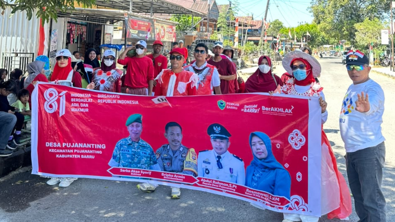 Pemerintah Desa Pujananting Meriahkan Pawai Kemerdekaan RI