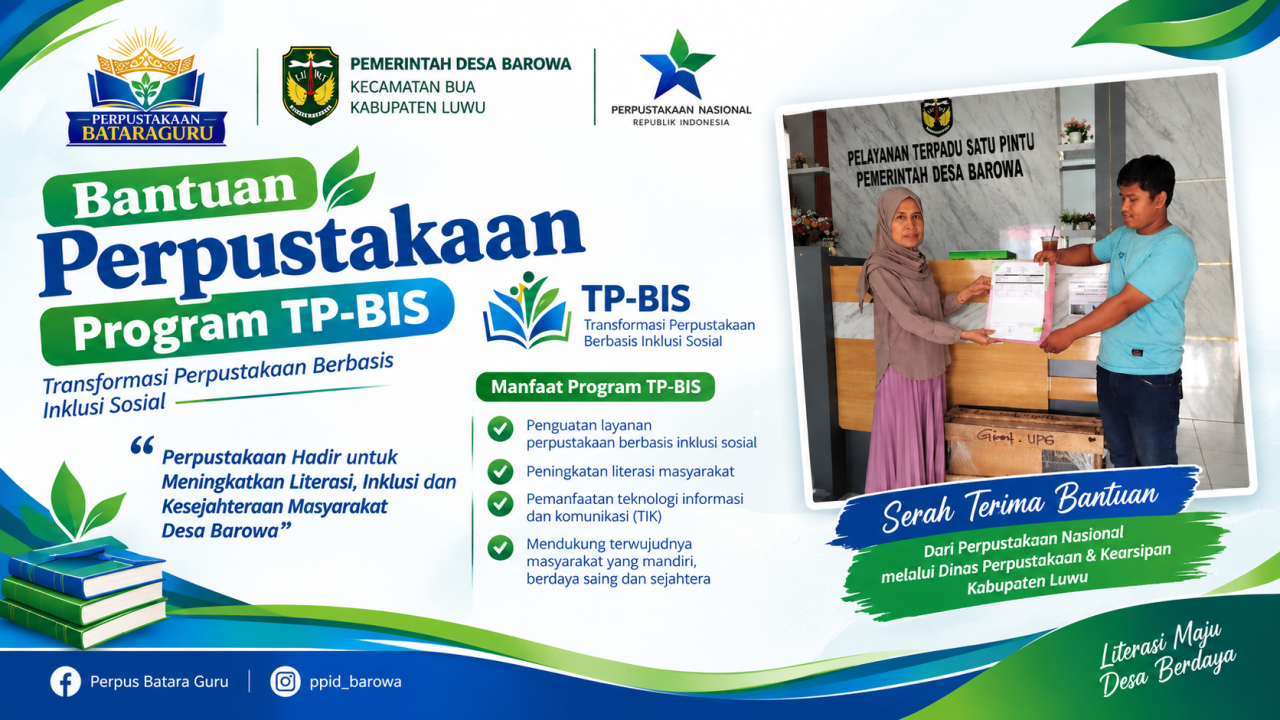 Perpustakaan Bataraguru Desa Barowa Terima Bantuan Melalui Program TP-BIS