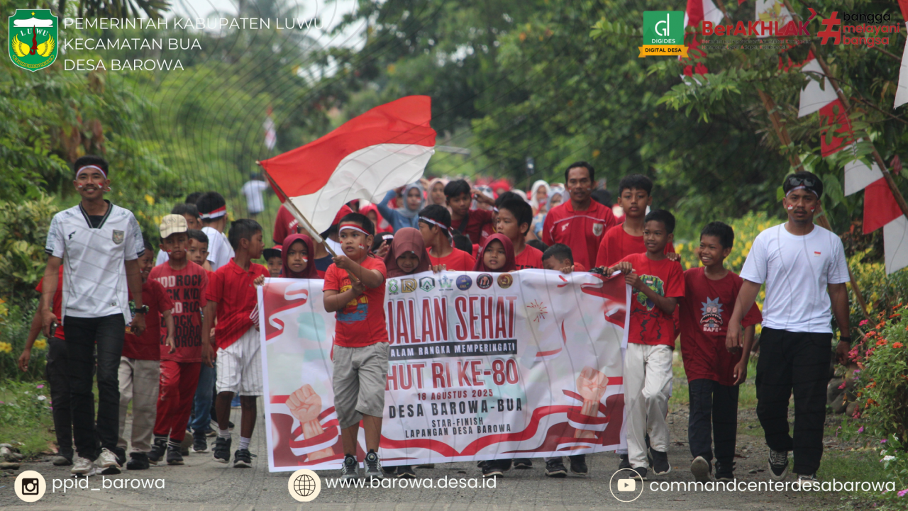 Jalan Sehat Meriahkan HUT RI ke-80 di Desa Barowa, Camat Bua Hadiri dan Bagikan Door Prize